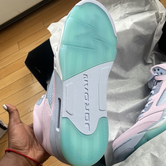 AUTHENTIC RARE MENS JORDAN RETRO 5 - PINK/PURPLE SNEAKERS *NIB* SIZE 9 - Picture 7 of 17